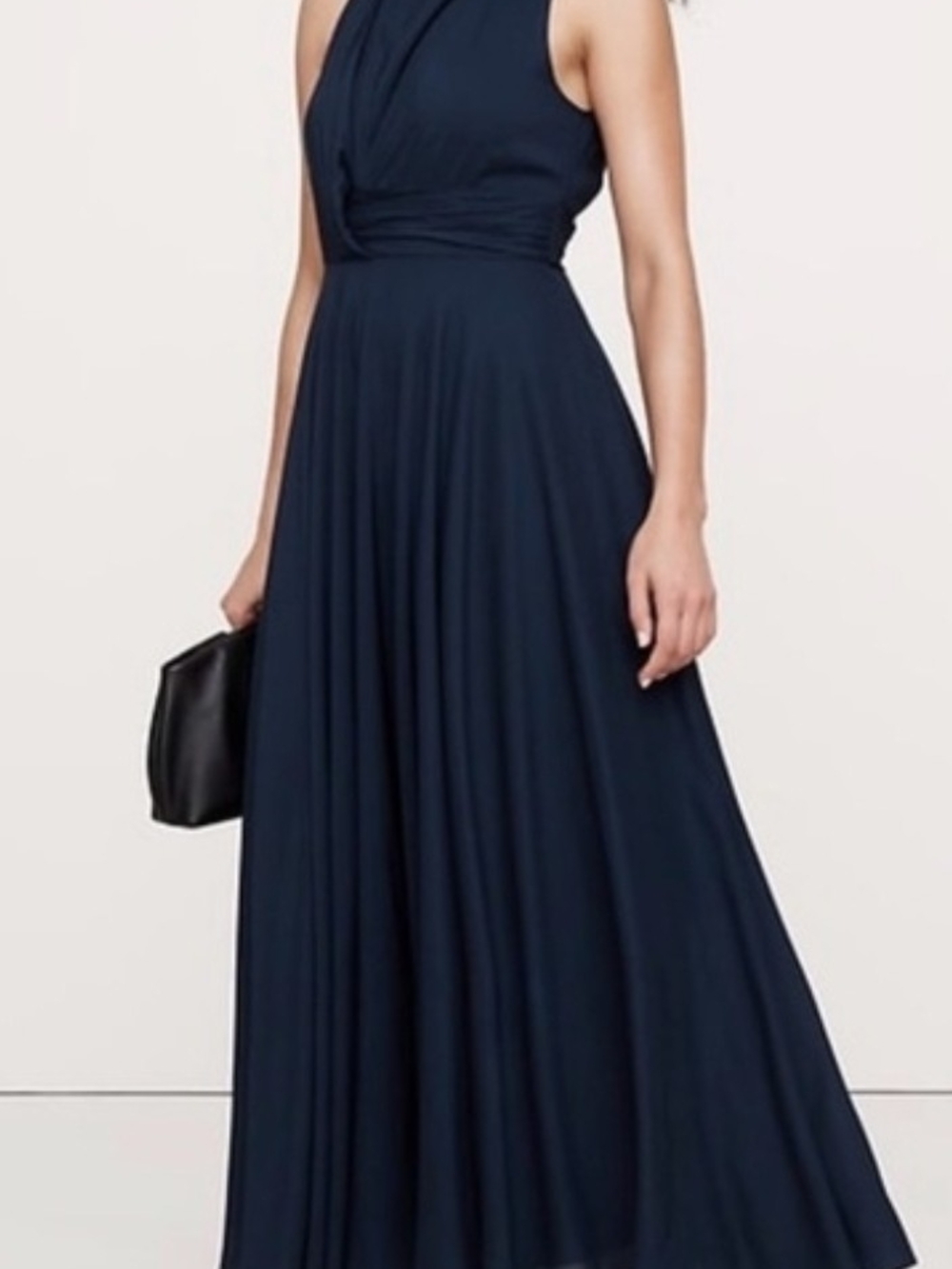 Banana Republic Draped High Neck Navy Dress